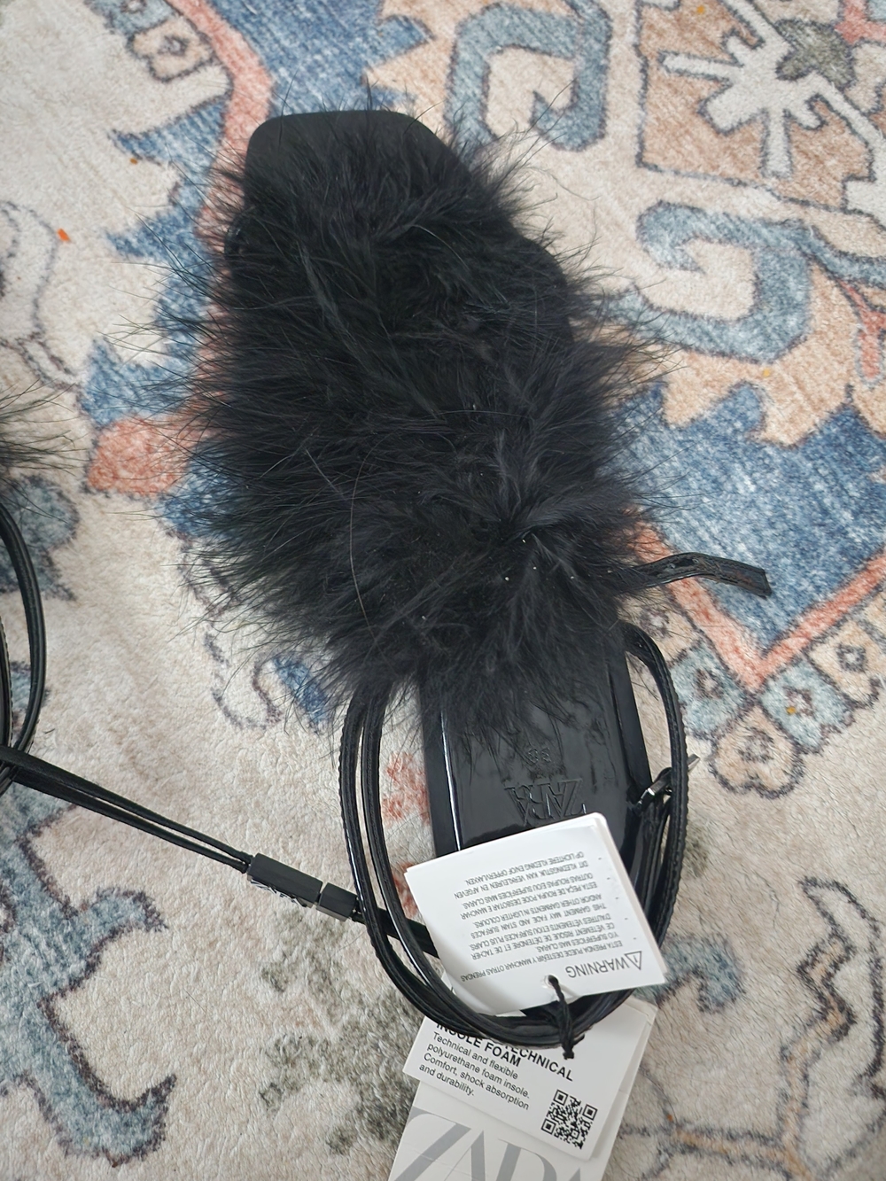 Zara Black Faux Fur On-Ear Headphones with Wired Cable